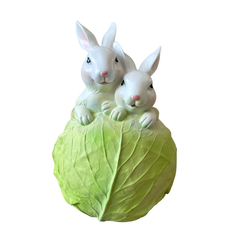 Spring Gatherings Bunny Couple With Cabbage Easter Decor NEW